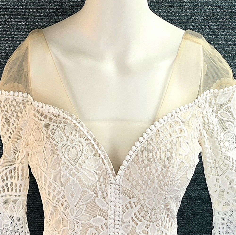 Bohemian Bell Sleeve Wedding Dress - Picture 7 of 16